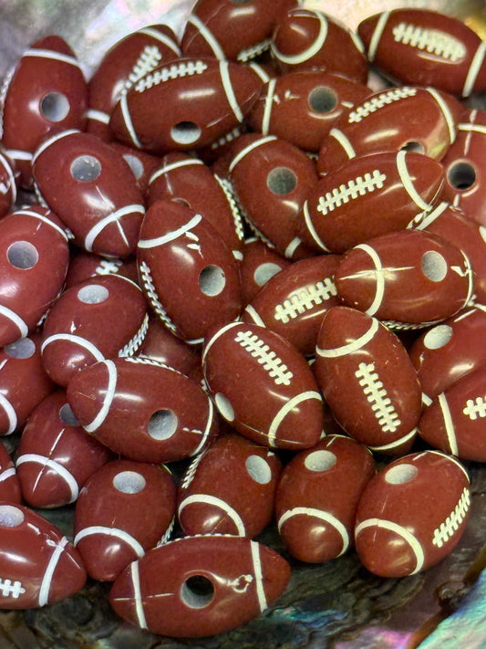 SB2-26 (1PC) 16mm FOOTBALL Sport Oval Shaped Beads Chunky Acrylic Beads For DIY