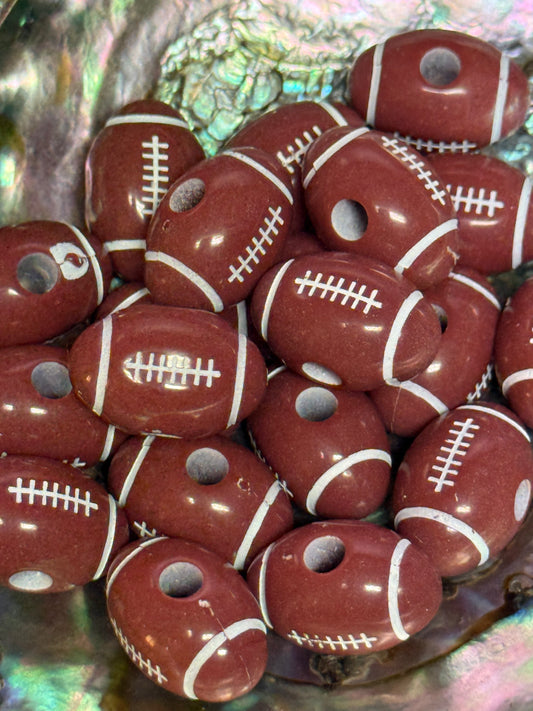 SB2-27 (1PC) 23mm FOOTBALL Sport Oval Shaped Beads Chunky Acrylic Beads For DIY