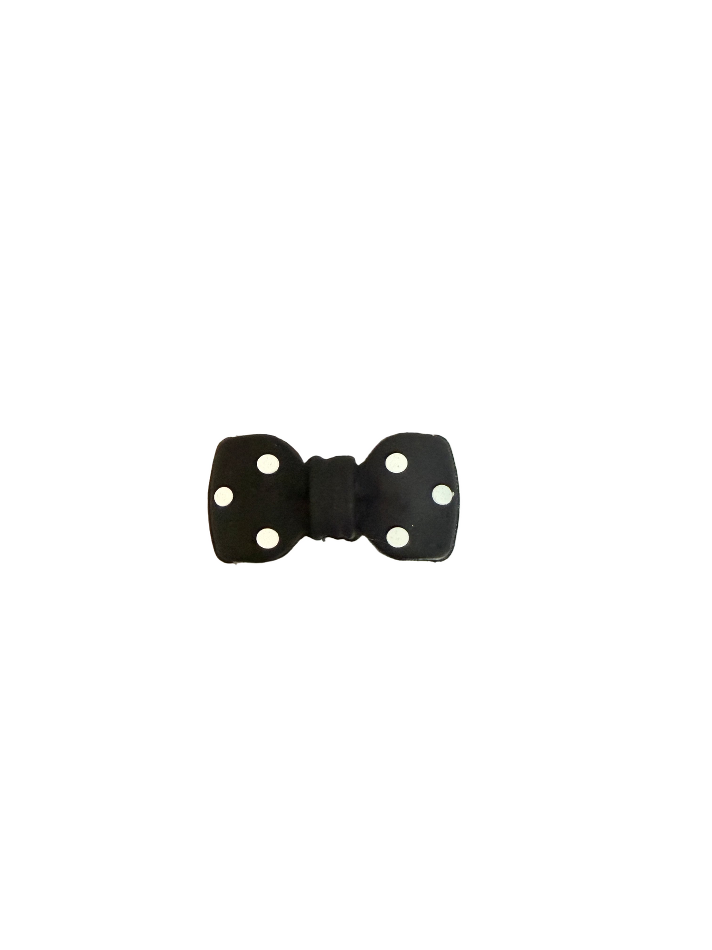 F/B48- (1)PC 1.1" Black W/White Polka Dot BOW Focal Bead for DIY Keychains, Wristlets, Cup Charms, Car Charms ETC