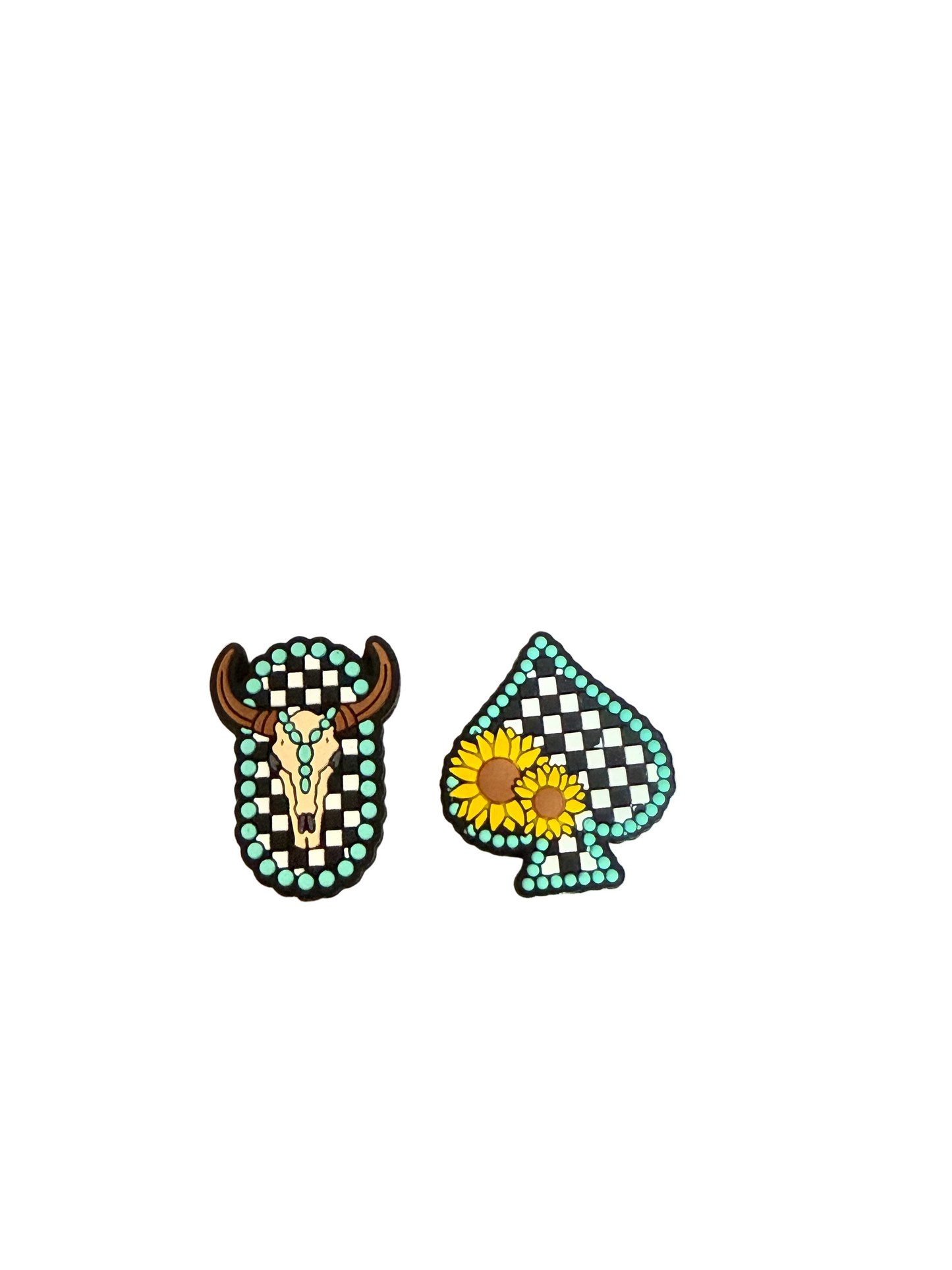 F/B49- (1PC) Choose Your Western Style Checkered Bull Or Sunflower Focal Bead For DIY