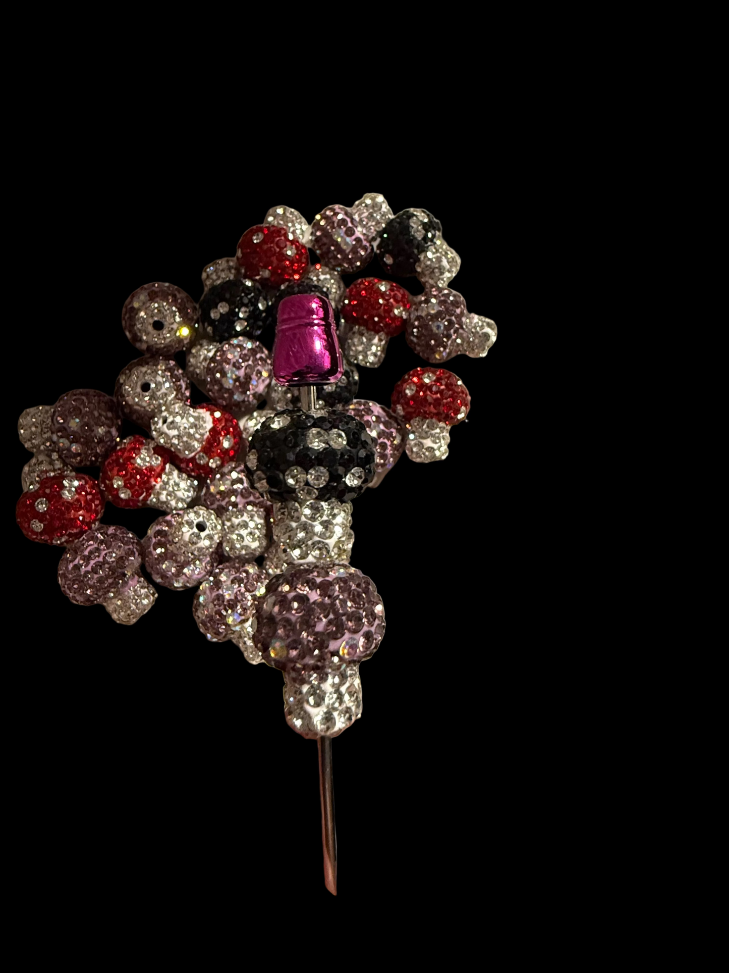R130- (5PCS) 17mm Fancy Rhinestone Mushroom Multi- Colored Beads For DIY