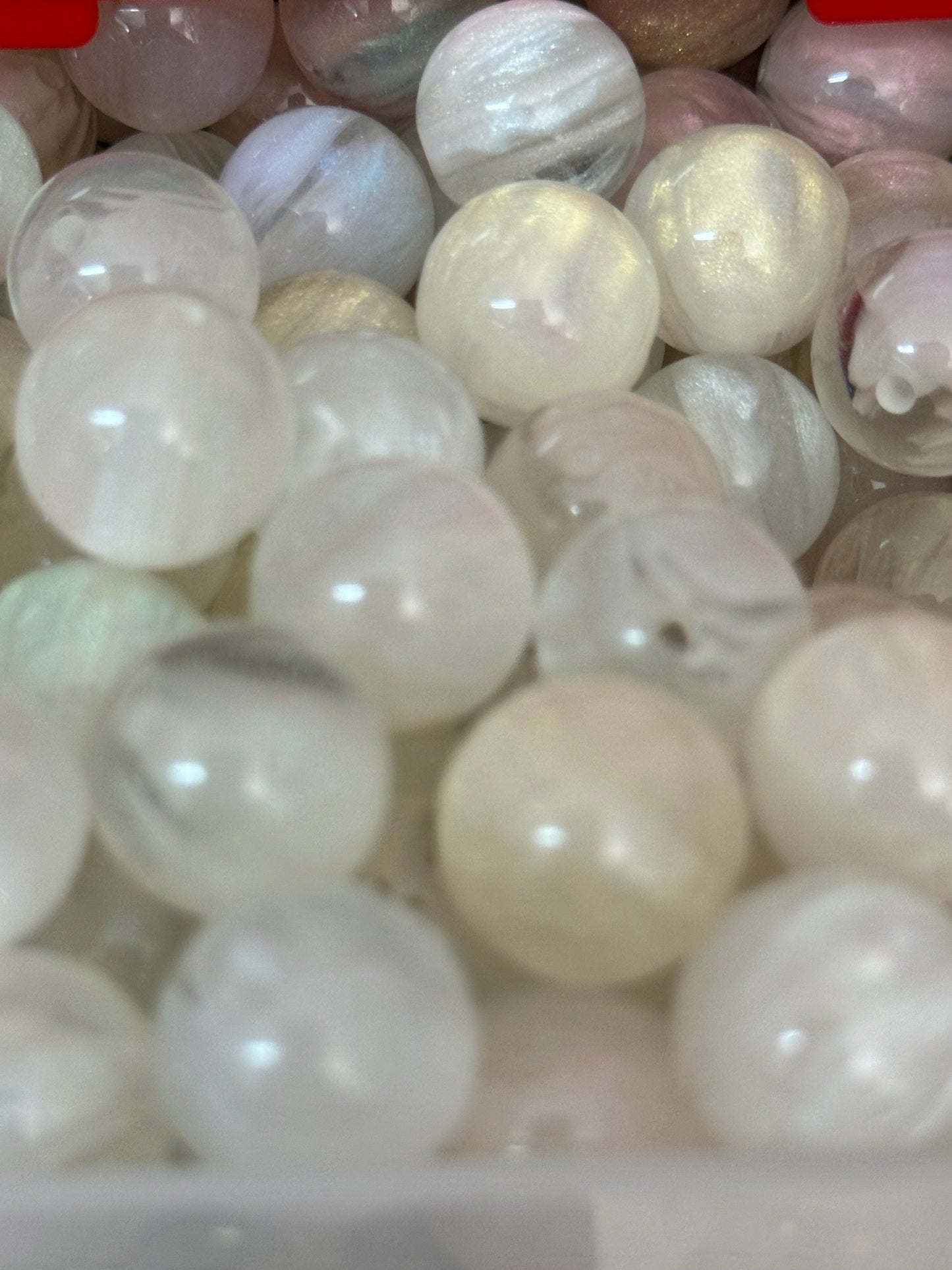 B89- (10PCS) 15mm Pastel Rainbow UV Cateye Galaxy Milky Way Iridescent Glitter Acrylic Beads for DIY