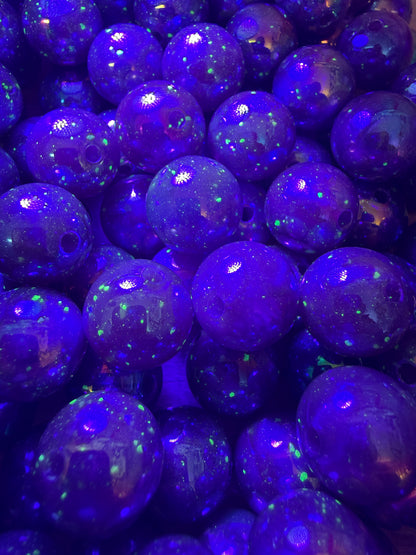 10 PCS-15mm GLOW Deep Purple/Rainbow AURA UVAB Galaxy Iridescent Glitter Acrylic Bead