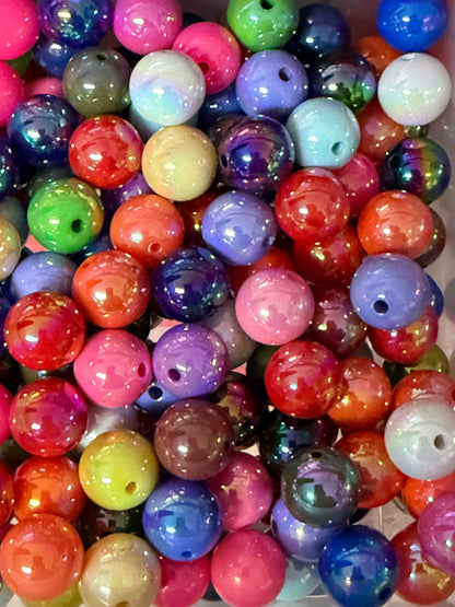 B118- (10PCS) 15mm Mixed Colors Mix UVAB Round Acrylic Beads for DIY