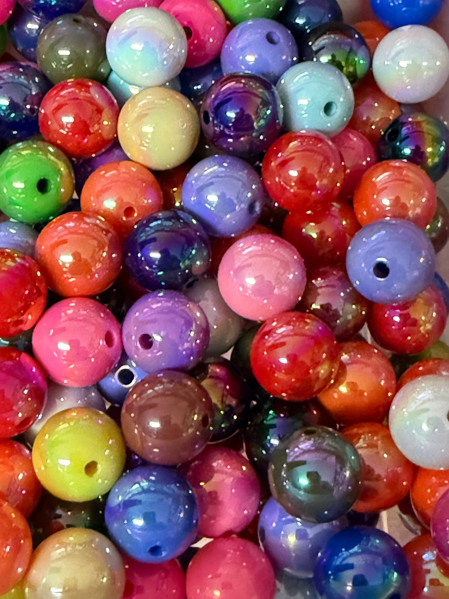 B118- (10PCS) 15mm Mixed Colors Mix UVAB Round Acrylic Beads for DIY