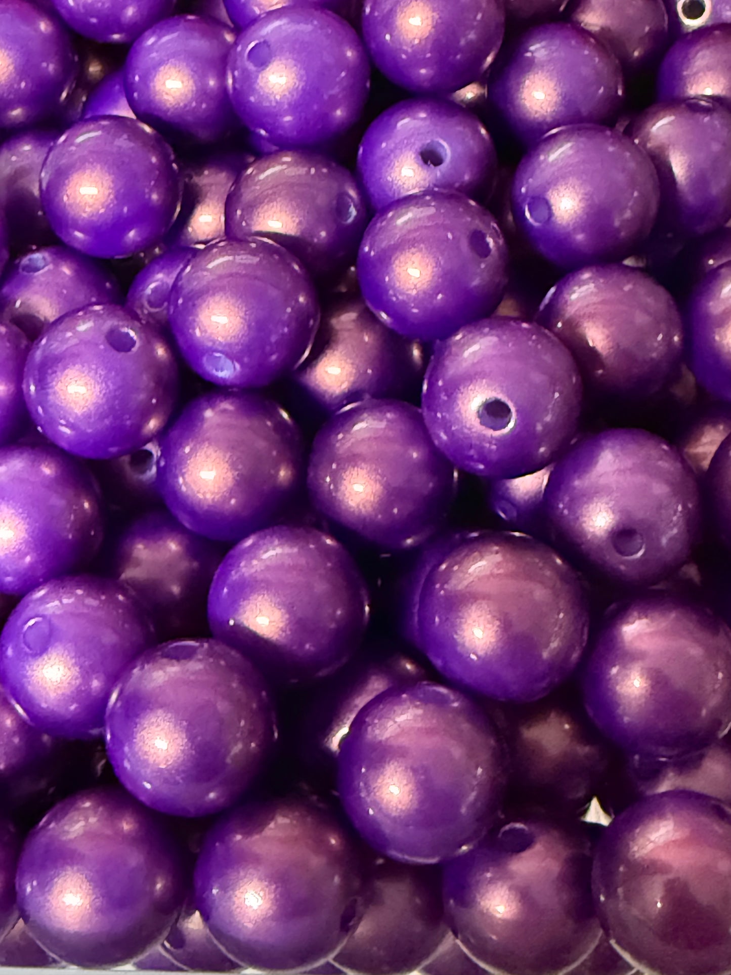 B128- (10PCS) 15mm Deep Purple/UV GOLD Galaxy Iridescent Glitter Acrylic Beads for DIY