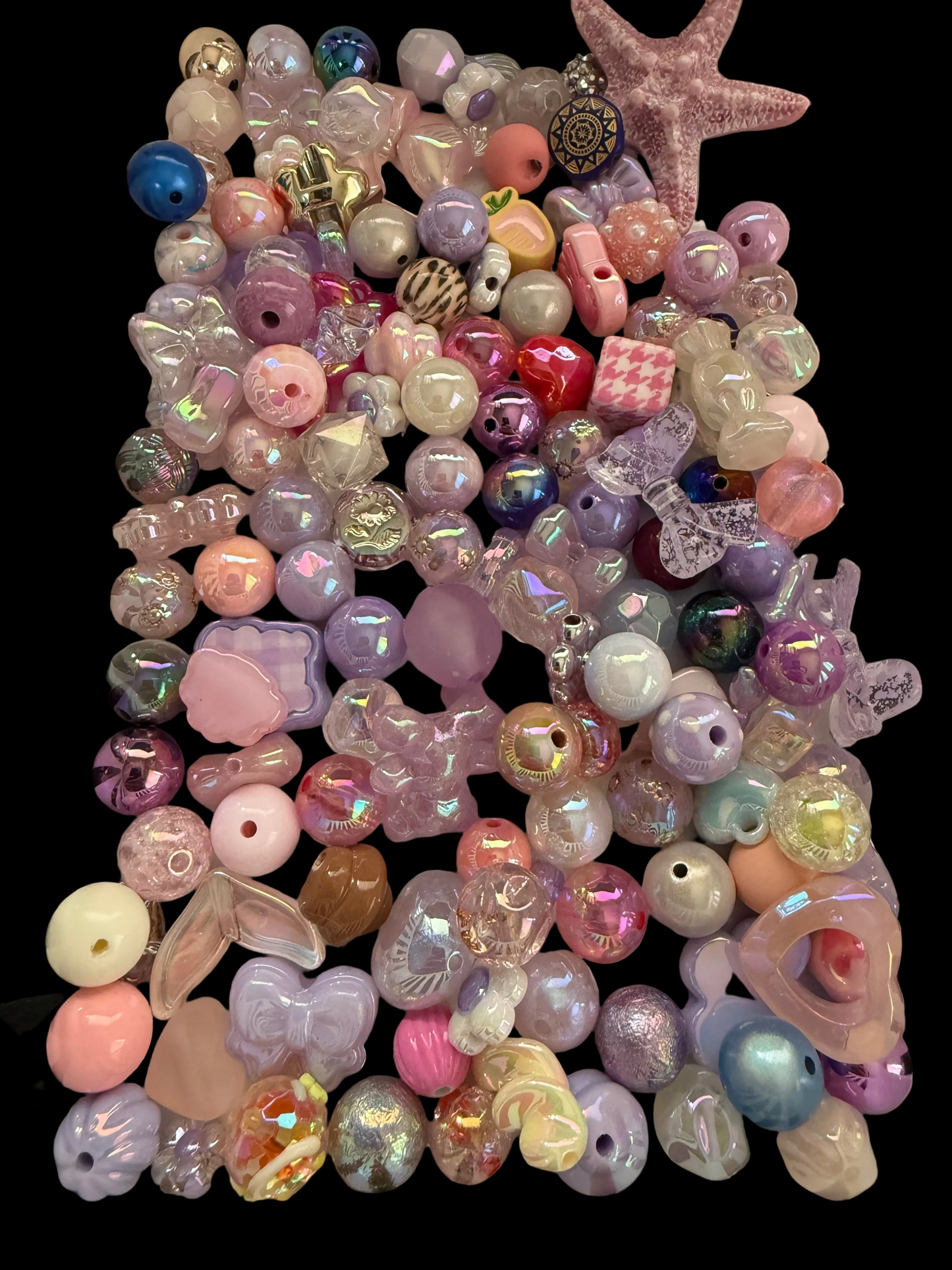 BM7- 323gm of MIXED UVAB White/purples/pink Colors Acrylic Beads For DIY