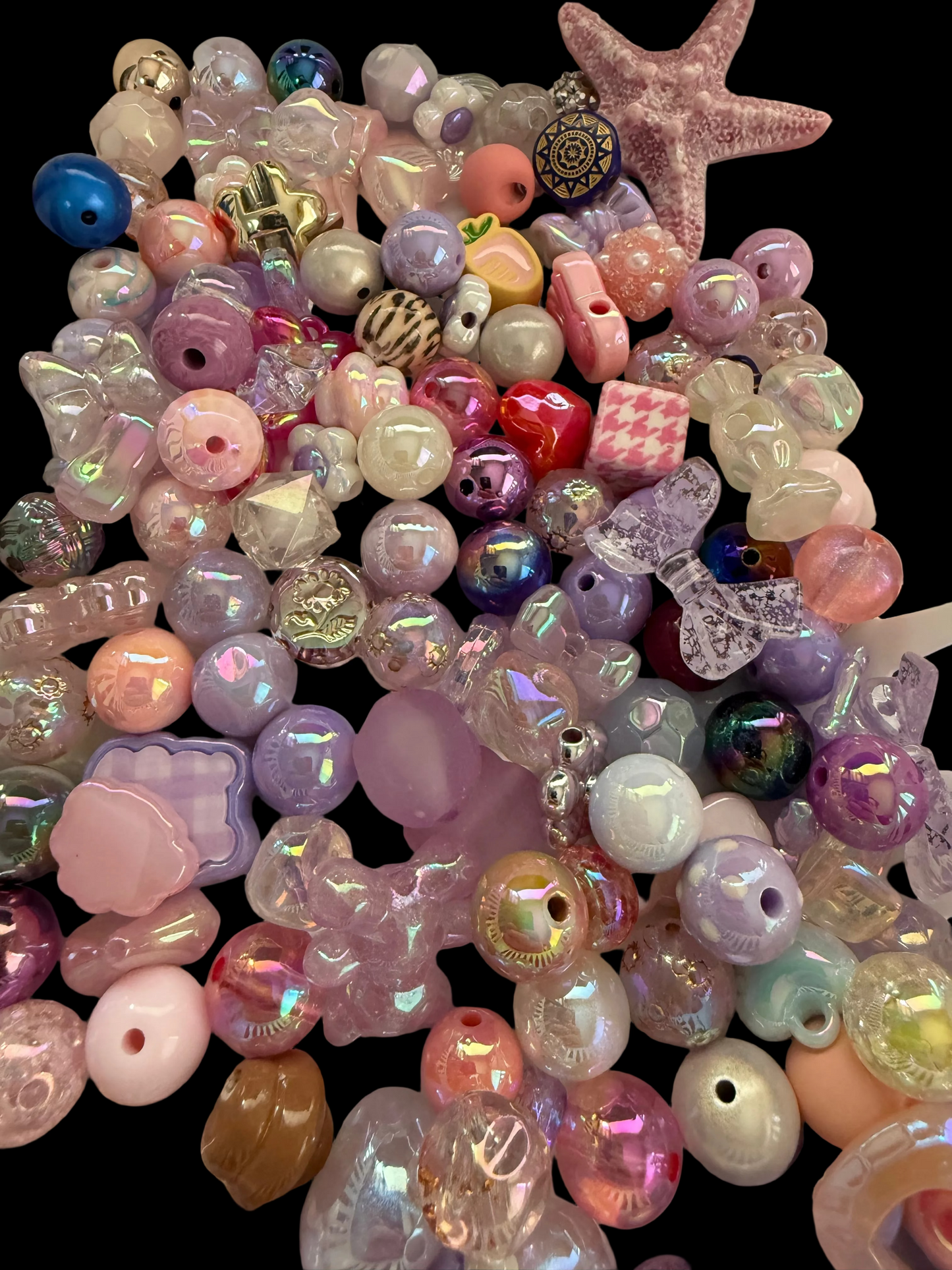 BM7- 323gm of MIXED UVAB White/purples/pink Colors Acrylic Beads For DIY