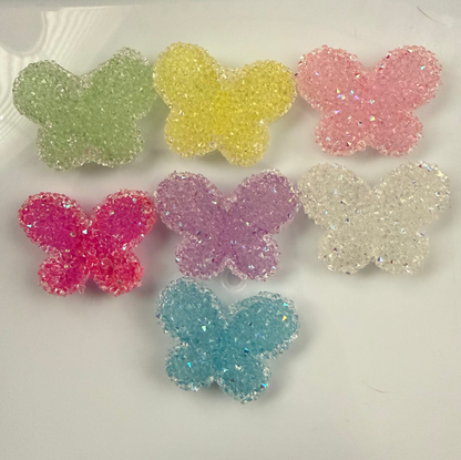 SUG1- (1PC) Choose your color-1.25" Sugar Coated Multi Colored Butterfly Focal Beads for DIY