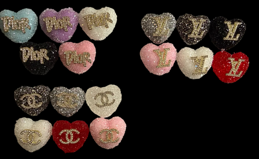 SUG4- (1PC) Choose Your Color/Design- 26MM Large Size Sugar Coated Heart Bead