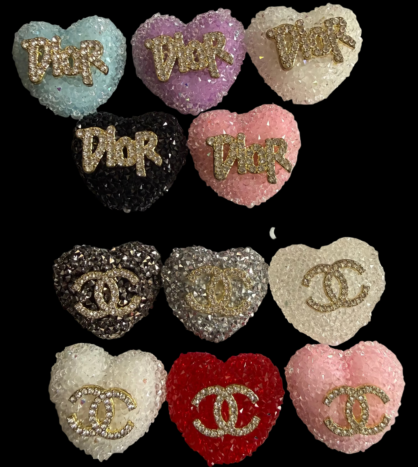 SUG4- (1PC) Choose Your Color/Design- 26MM Large Size Sugar Coated Heart Bead