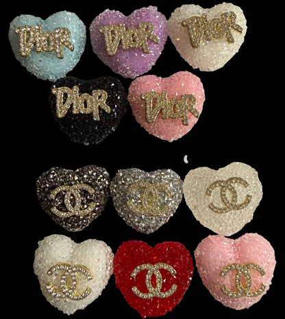 SUG4- (1PC) Choose Your Color/Design- 26MM Large Size Sugar Coated Heart Bead