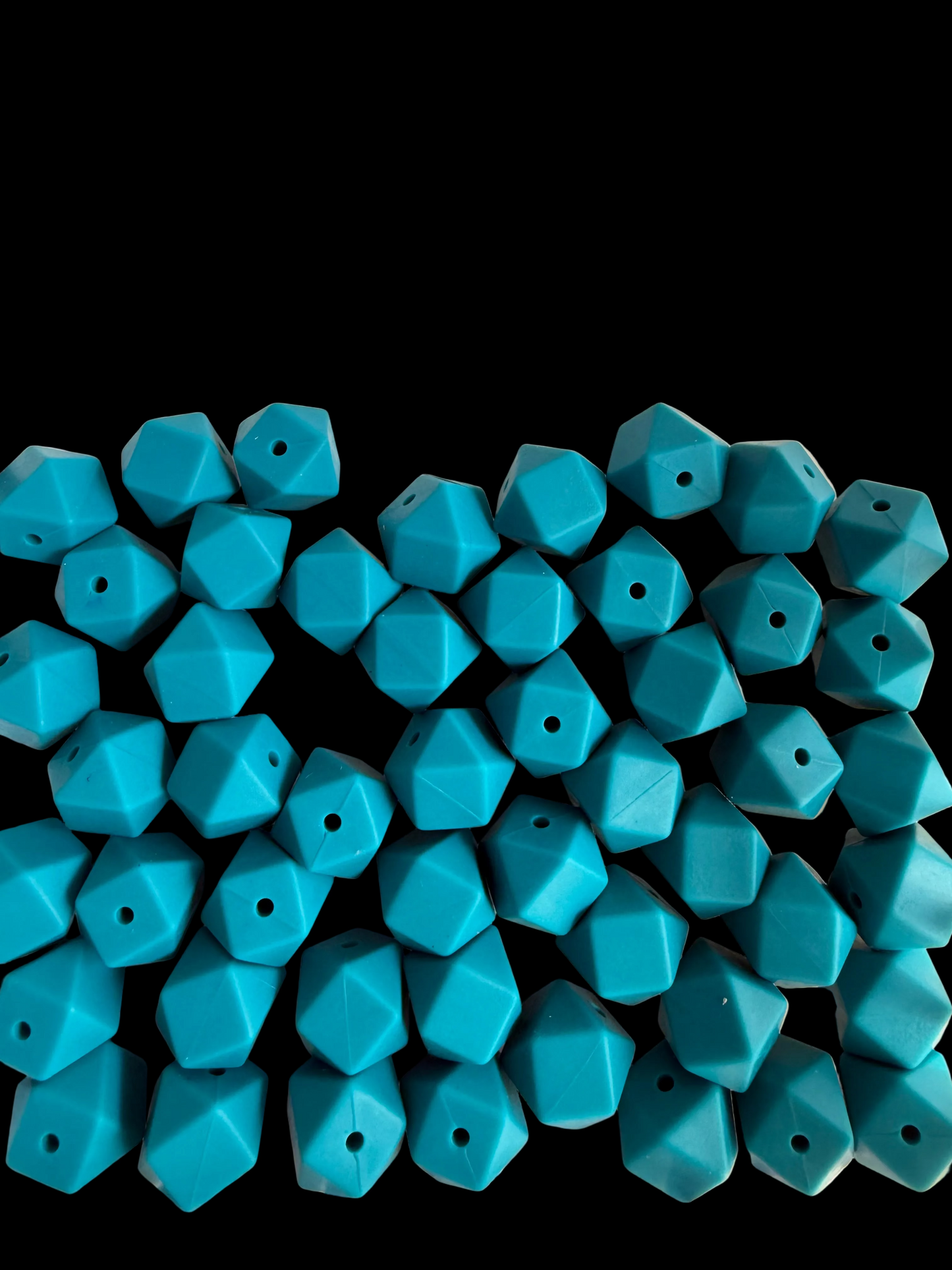 SILB22- (10PCS) 18mm Hexagon AZUL BLUE Color SILICONE beads for DIY