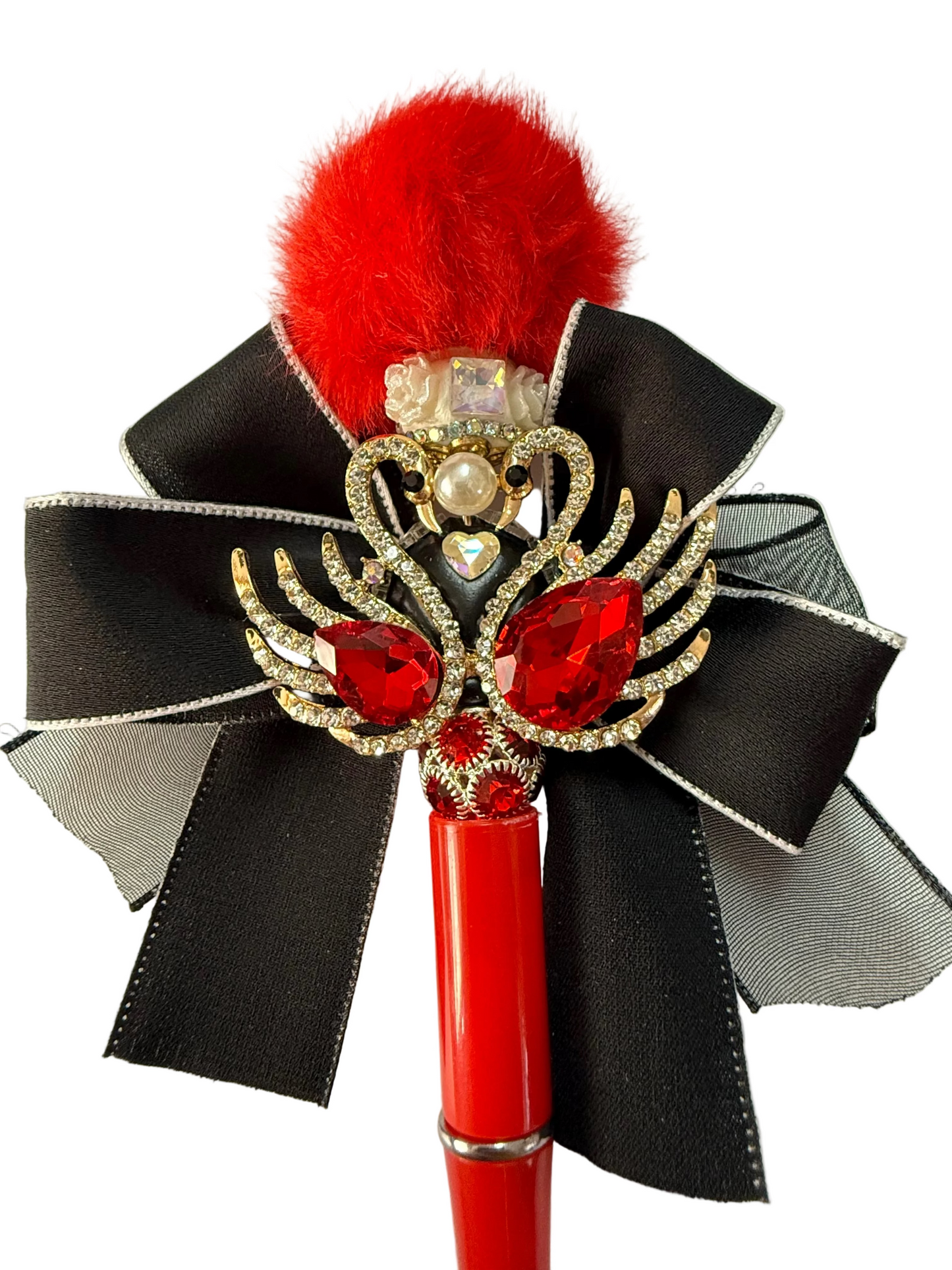 (1PC)Handcrafted Beaded Luxury BLING Beaded Pen with Glitz Design Colorful Beads & Large Alloy SWAN topper Stylish Writing Accessory for Notes Letter