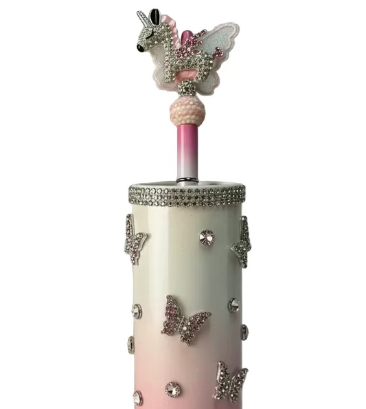 (1PC)Handcrafted Beaded Luxury BLING Beaded Pen with Glitz Design Colorful Beads & Large Alloy UNICORN topper Stylish Writing Accessory for Notes Letter