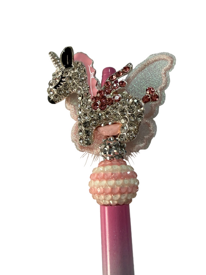 (1PC)Handcrafted Beaded Luxury BLING Beaded Pen with Glitz Design Colorful Beads & Large Alloy UNICORN topper Stylish Writing Accessory for Notes Letter