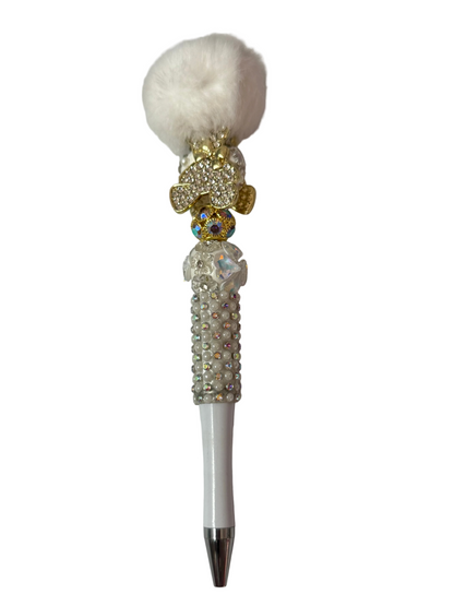 (1PC)Handcrafted Beaded Luxury BLING Beaded Pen with Glitz Design Colorful Beads & Large Alloy BEAR topper Stylish Writing Accessory for Notes Letter