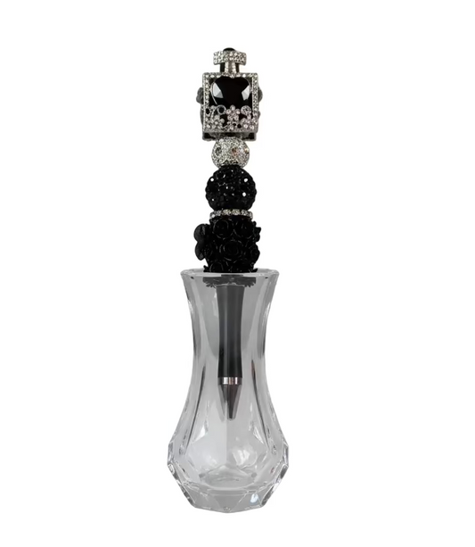 (1PC)Handcrafted Beaded Luxury BLING Beaded Pen with Glitz Design Colorful Beads & Large Alloy SILVER PERFUME BOTTLE topper Stylish Writing Accessory for Notes Letter