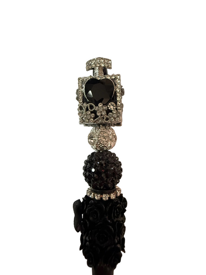 (1PC)Handcrafted Beaded Luxury BLING Beaded Pen with Glitz Design Colorful Beads & Large Alloy SILVER PERFUME BOTTLE topper Stylish Writing Accessory for Notes Letter