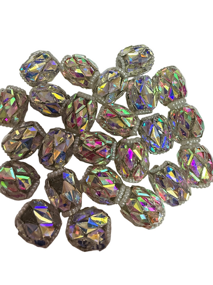 R145- (5PCS) 19mm High Quality AB Colors Oval/Long Rhinestone Beads for DIY