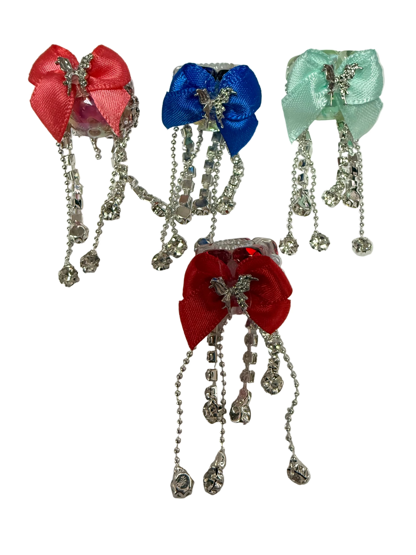 R146- (5PCS) 21mm High Quality DANGLE Mixed Colors Rhinestone W/Hearts/Pearls Beads for DIY