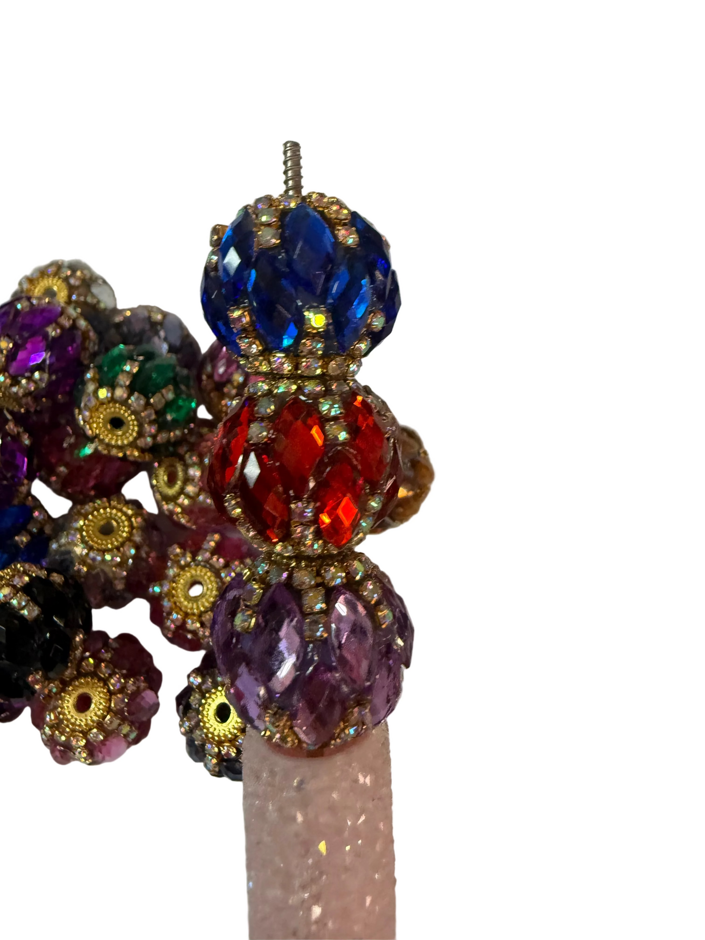 R148- (5PCS) 20mm High Quality Mixed Colors Round Rhinestone W/GOLD accents Beads for DIY