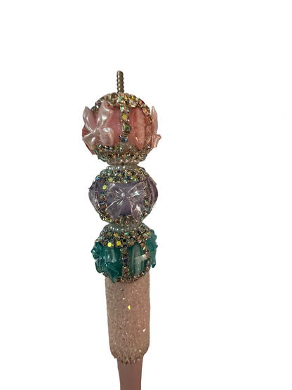 R150- (5PCS) 21mm High Quality Mixed PASTEL Colors Round Rhinestone W/BOWS Beads for DIY