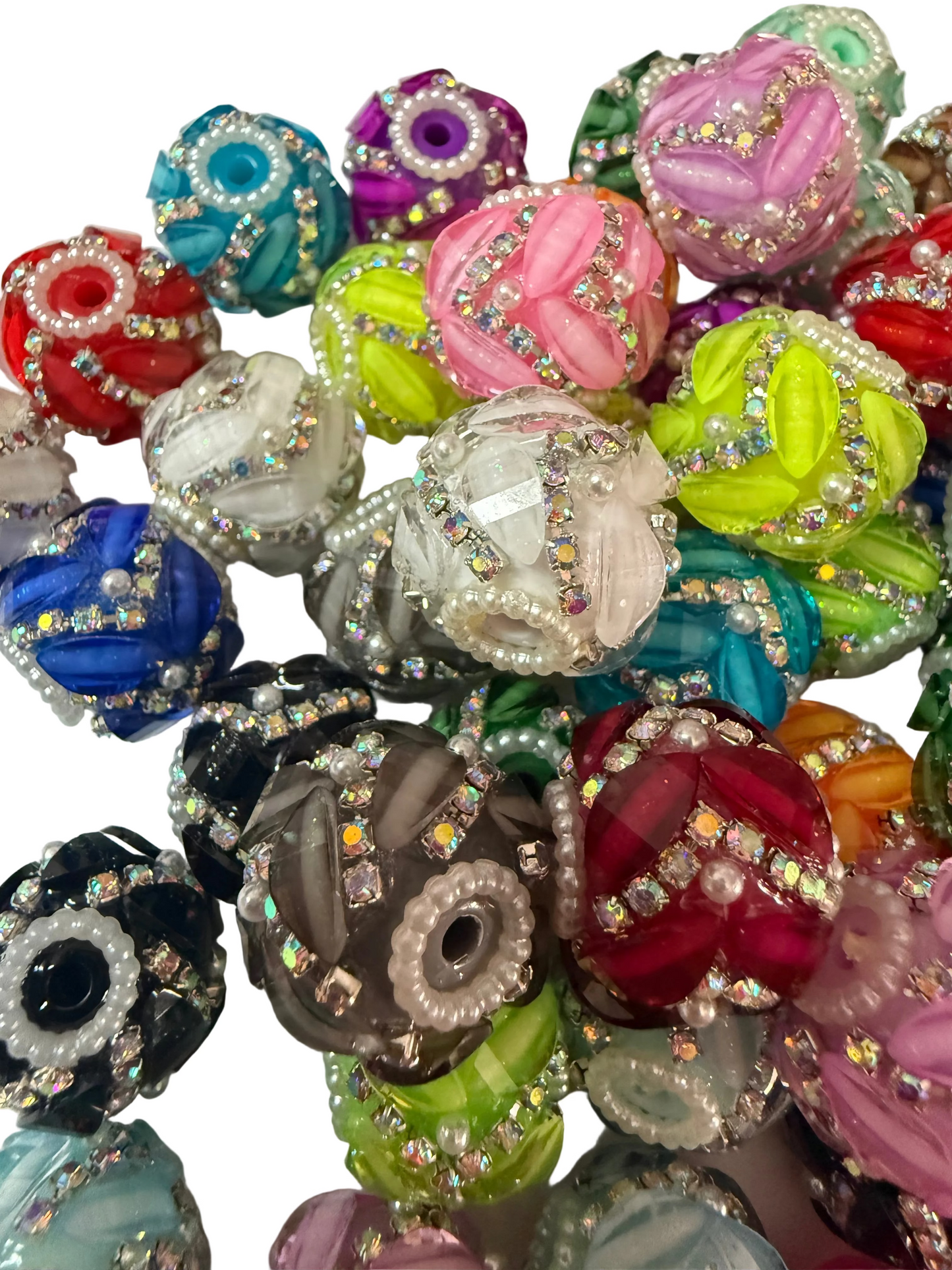 R151- (5PCS) 20mm High Quality Mixed Colors Round Rhinestone Beads for DIY