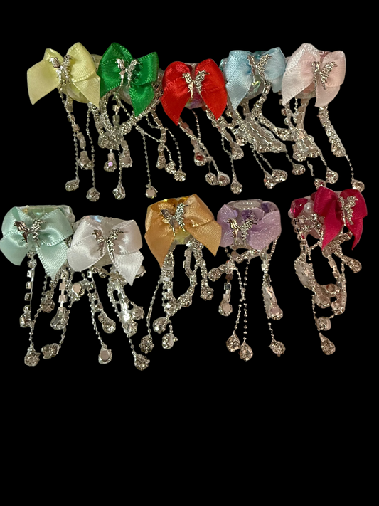 R152- (5PCS) 21mm High Quality DANGLE Mixed Colors Rhinestone W/Hearts/Pearls/Butterfly Beads for DIY