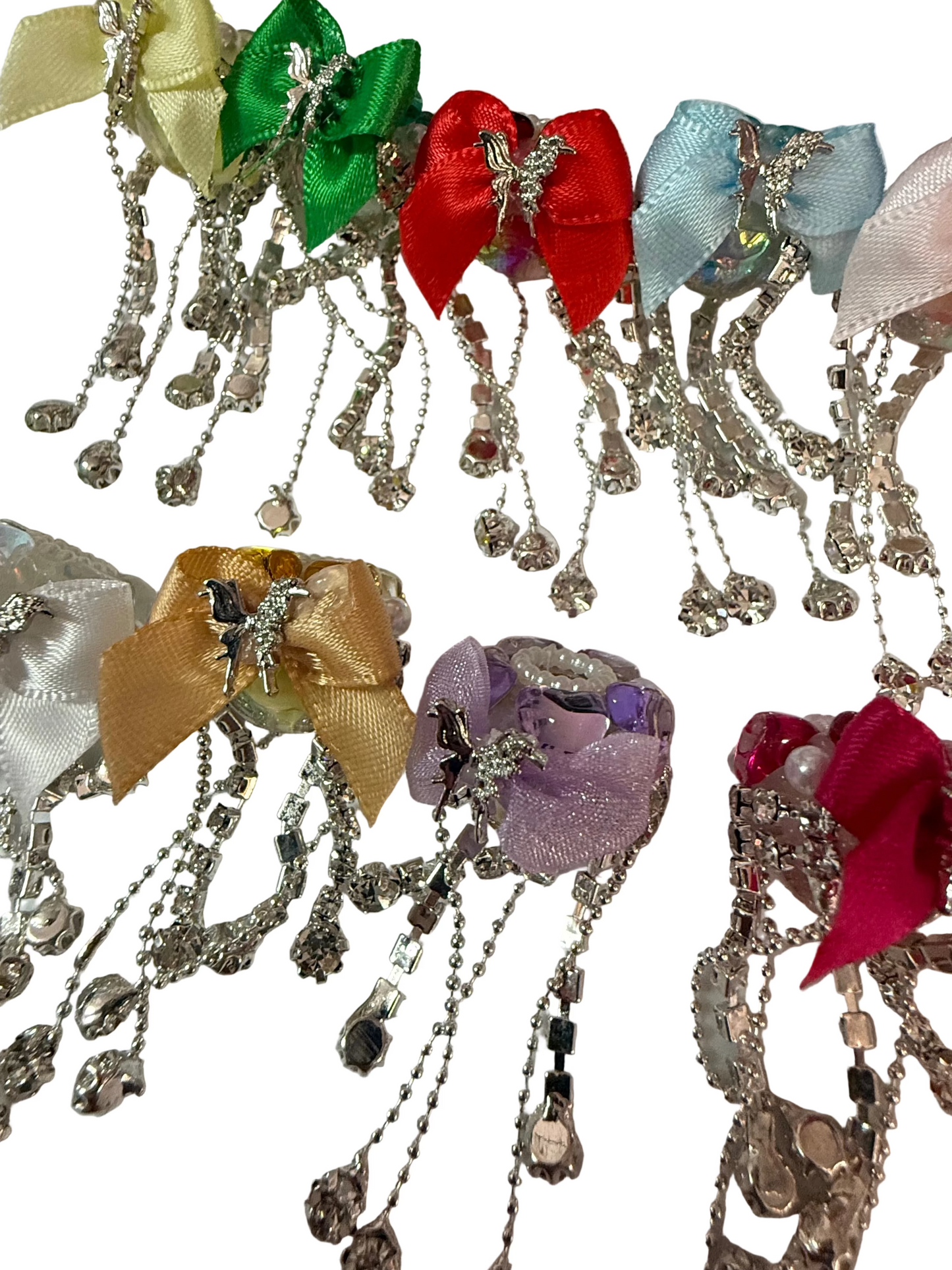 R152- (5PCS) 21mm High Quality DANGLE Mixed Colors Rhinestone W/Hearts/Pearls/Butterfly Beads for DIY