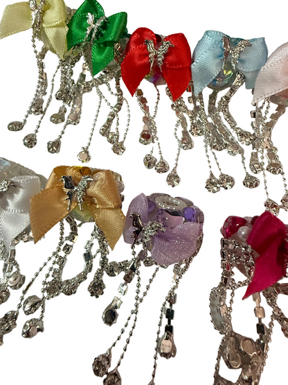 R152- (5PCS) 21mm High Quality DANGLE Mixed Colors Rhinestone W/Hearts/Pearls/Butterfly Beads for DIY