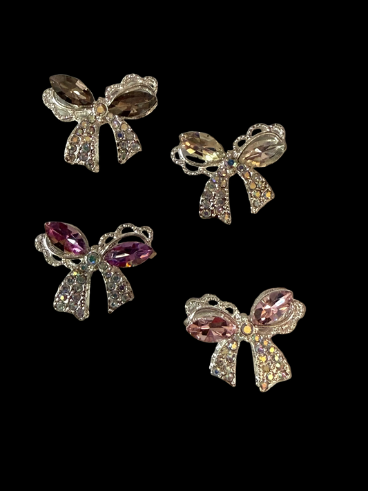 R153- (1PC) CHOOSE YOUR COLOR- 27mm High Quality Alloy Rhinestone BOW Beads for DIY