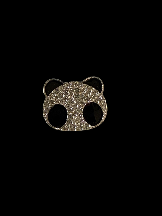 R156- (1PC) 21mm High Quality Alloy Rhinestone Panda Bear Head Beads for DIY