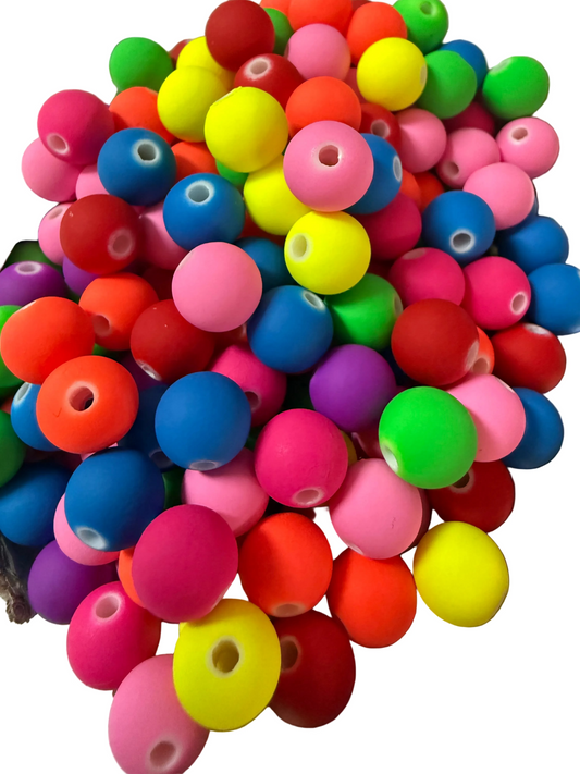 SB10- (10PCS) 10mm Round Bright NEON Mix Silicone Touch Acrylic Beads for DIY