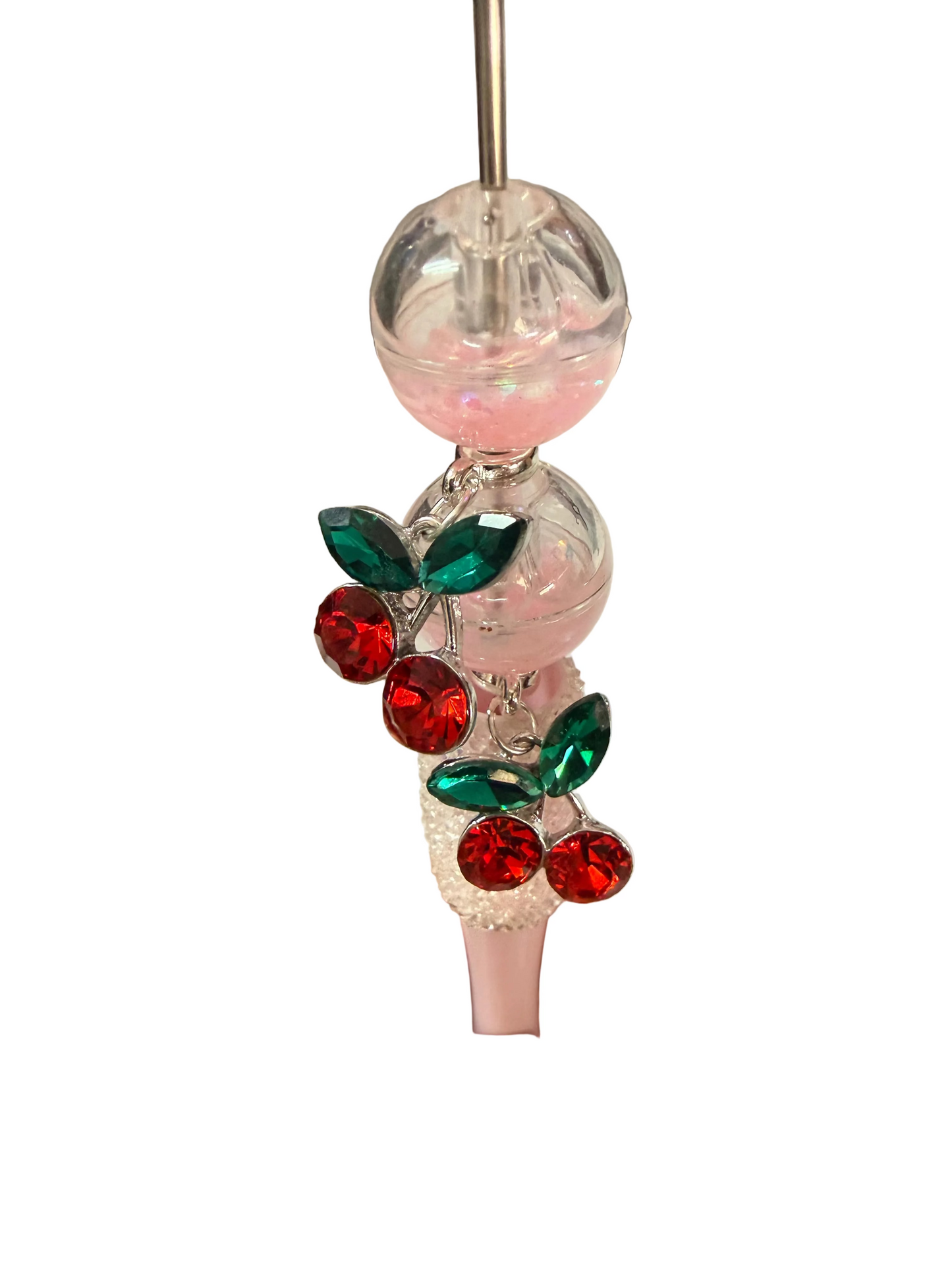 BA4 (5PCS)- 15mm Silver High Quality Alloy Rhinestone Cherry Charms/Bail Beads/Attachment/Hanger Beads for DIY