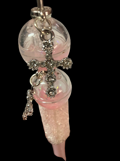 BA6 (5PCS)- 20mm Silver High Quality Alloy Rhinestone CROSS Charms/Bail Beads/Attachment/Hanger Beads for DIY