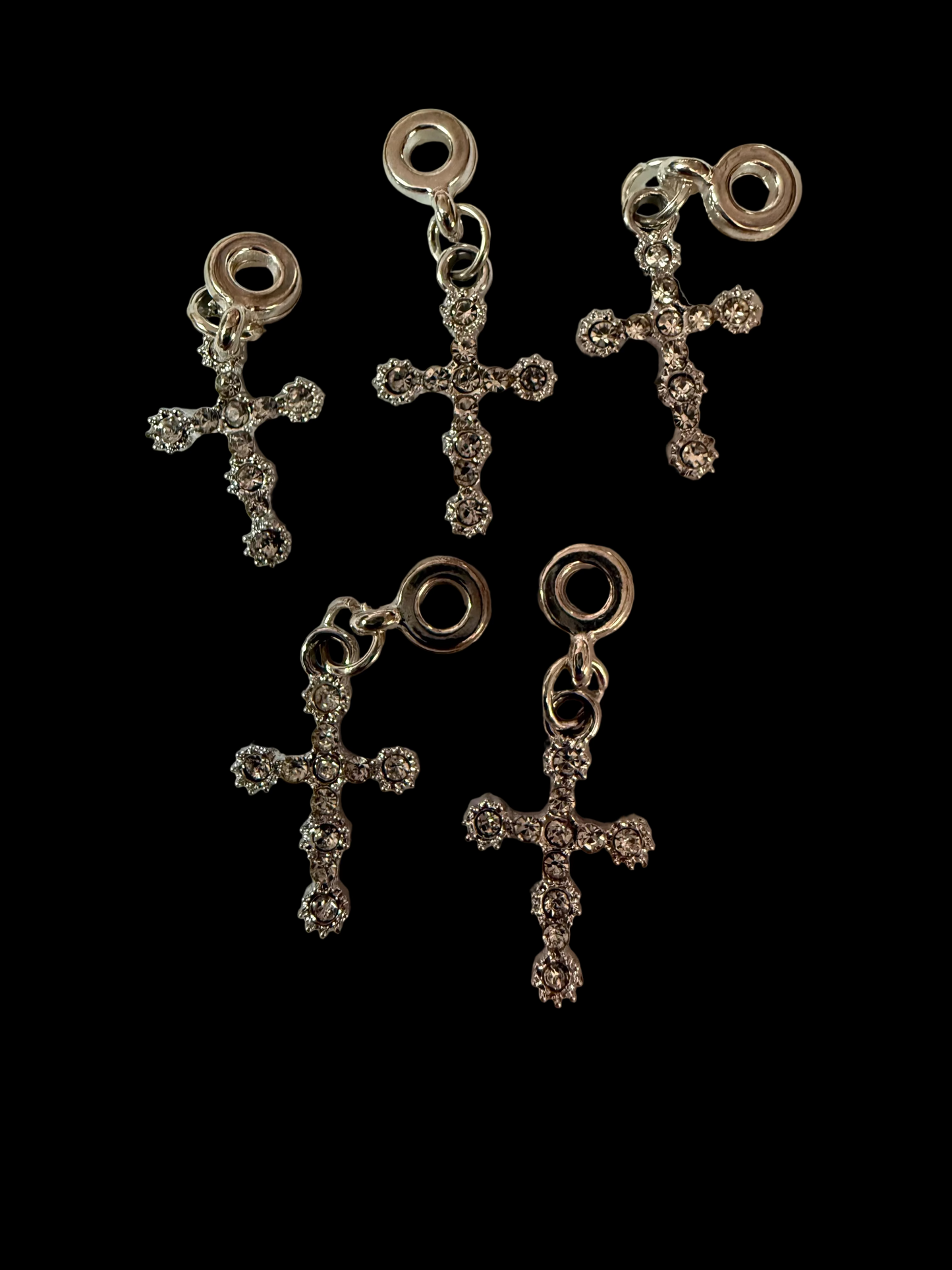 BA6 (5PCS)- 20mm Silver High Quality Alloy Rhinestone CROSS Charms/Bail Beads/Attachment/Hanger Beads for DIY