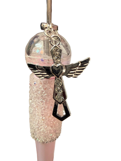 BA7 (5PCS)- 27mm Silver High Quality Alloy Rhinestone CROSS W/Wings Charms/Bail Beads/Attachment/Hanger Beads for DIY