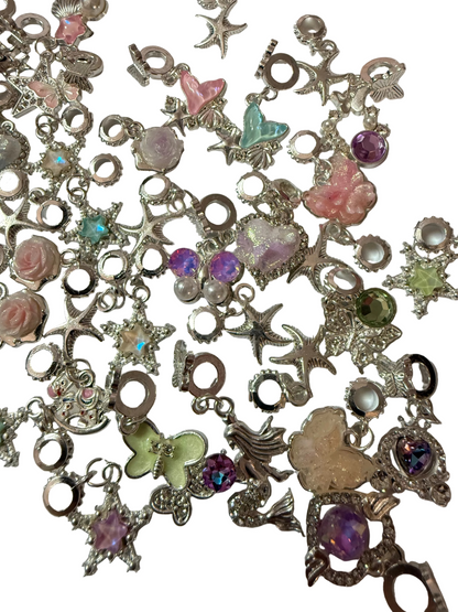 BA8 (5PCS)- Silver High Quality Alloy Rhinestone MIX DESIGNS Bail Beads/Attachment/Hanger Beads for DIY