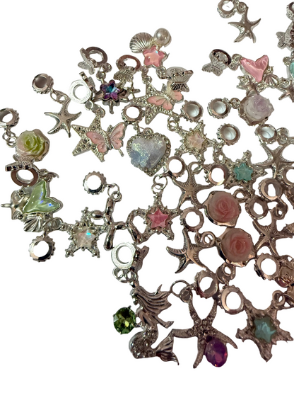 BA8 (5PCS)- Silver High Quality Alloy Rhinestone MIX DESIGNS Bail Beads/Attachment/Hanger Beads for DIY