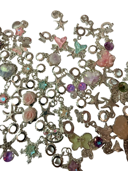 BA8 (5PCS)- Silver High Quality Alloy Rhinestone MIX DESIGNS Bail Beads/Attachment/Hanger Beads for DIY