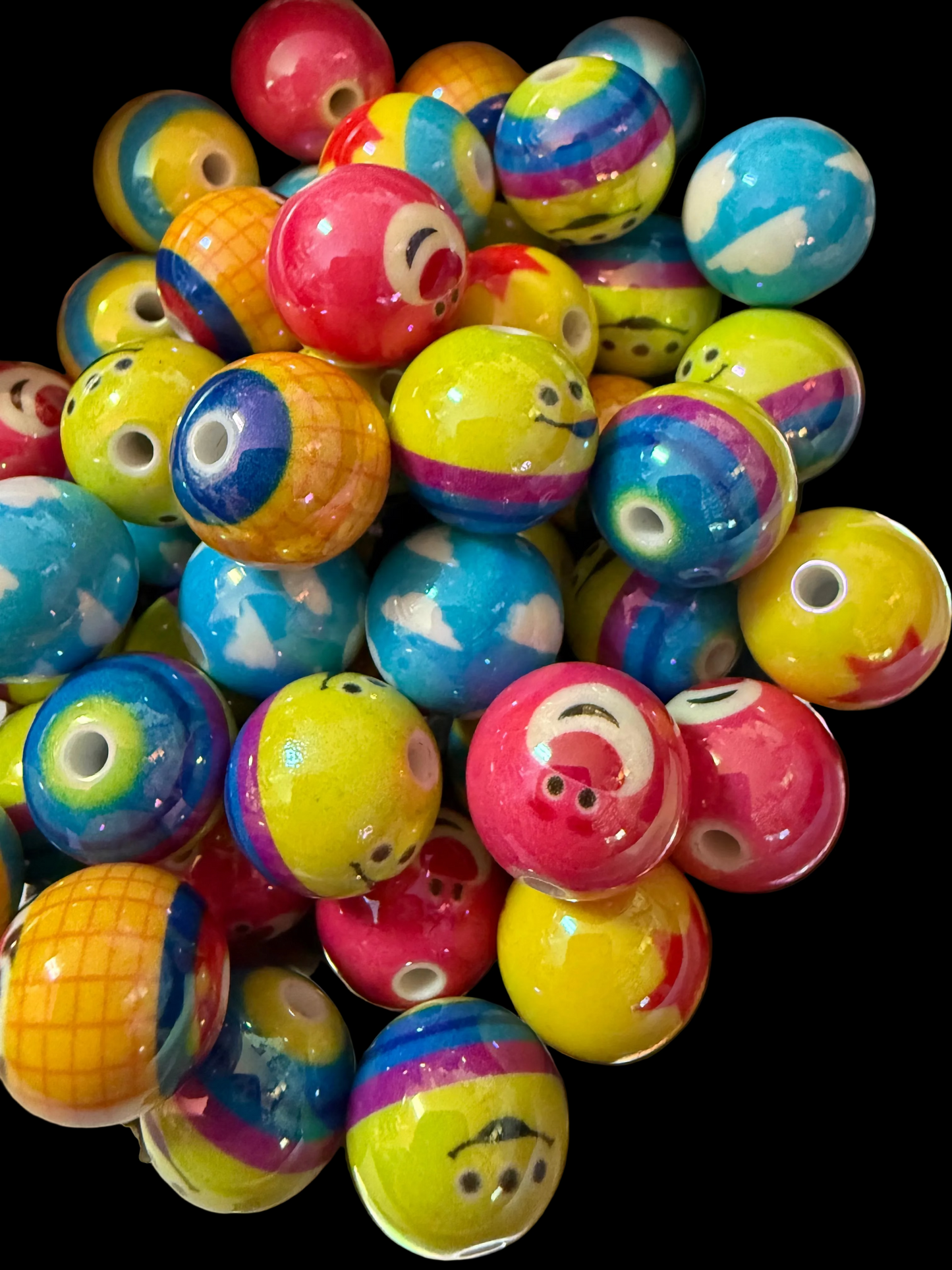 C/L B17- (10PCS) 15mm Toy Story Cartoon MIX Color Round UVAB Iridescent Rainbow Acrylic Beads For DIY