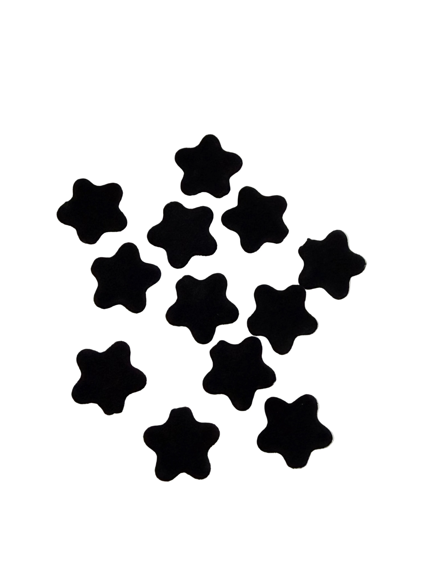 SB2-34 (10PCS) 21mm 3D BLACK STARS Velvet/Soft Touch Fuzzy/Flocked Beads for DIY