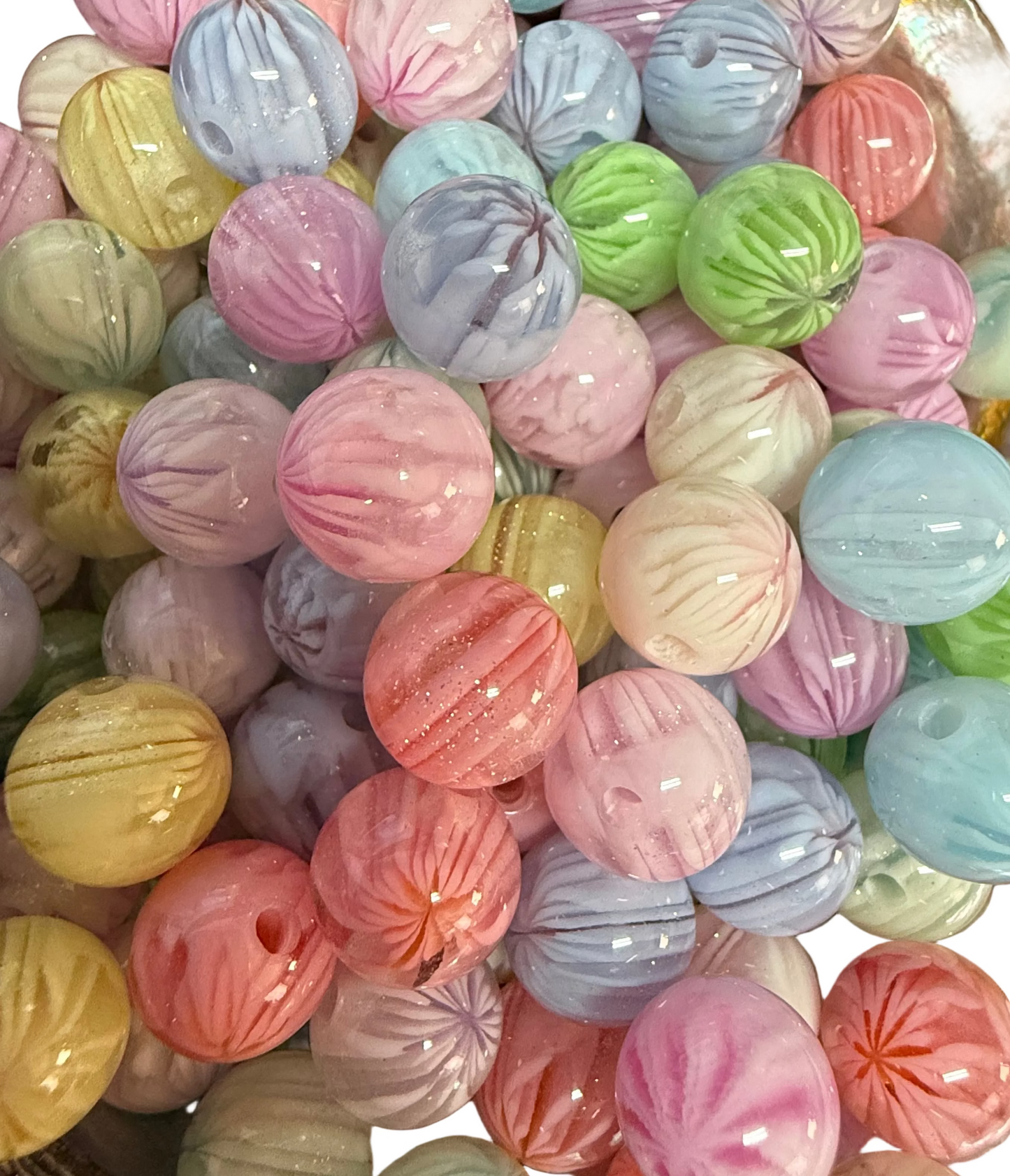 SB16- (10PCS) 11mm STUNNING PASTEL Firework/Milkyway Mixed Colors Shimmer/Glitter Beads for DIY