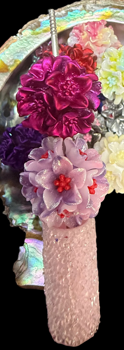 FFB1- (5PCS) 23mm Fancy Flowers Silicone Touch Round Mixed Colors Beads for DIY