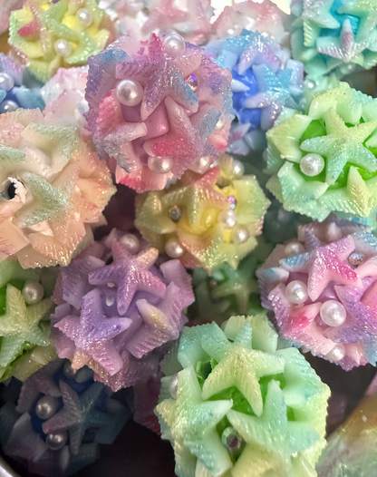 FFB4- (5PCS) 20mm Fancy Starfish W/Rhinestone/Pearls Silicone Touch Round Mixed Colors Beads for DIY
