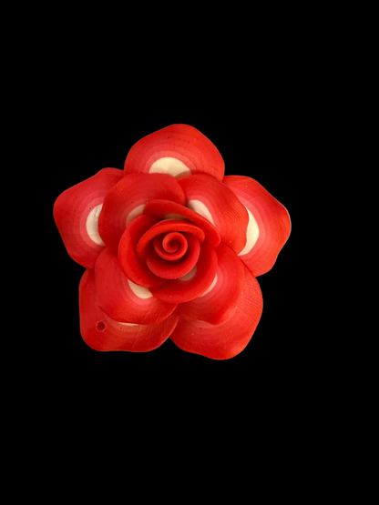 FFB7- (1PCS) CHOOSE YOUR COLOR- 50mm Handmade Clay Fancy Flowers Flatback (UNDRILLED) Pendants/Beads for DIY