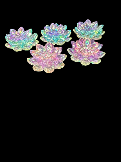 (5SETS)-15 Pieces 38mm PURPLE/BLUE/PINK/CLEAR AB Lotus Flower Beads Clear UVAB Iridescent Rainbows Acrylic Beads For DIY