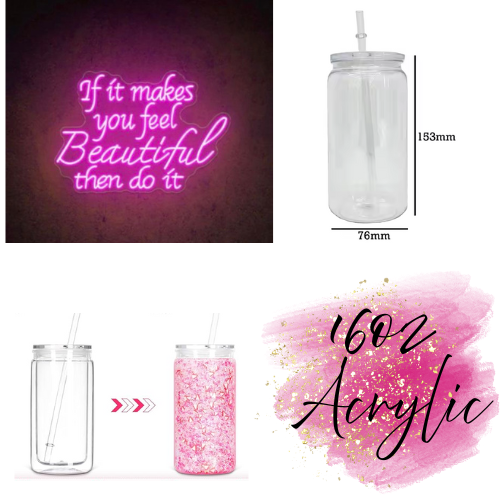 (1)- Personalized 16oz ACRYLIC Snow Globe Libby Style Tumbler