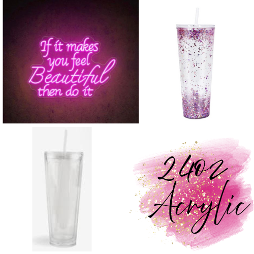 (1)- Personalized 24oz ACRYLIC Snow Globe Tapered Style Tumbler